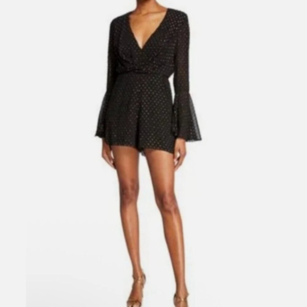 Jay Godfrey Colette Black & Gold Bell Sleeve Dress – Size 4 | NWT